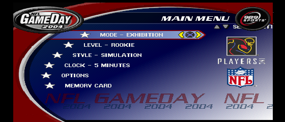 NFL GameDay 2004 Title Screen